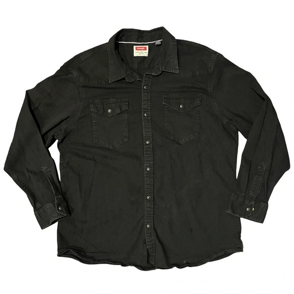 Wrangler 2X Black Denim Snap Up Shirt - Picture 1 of 6